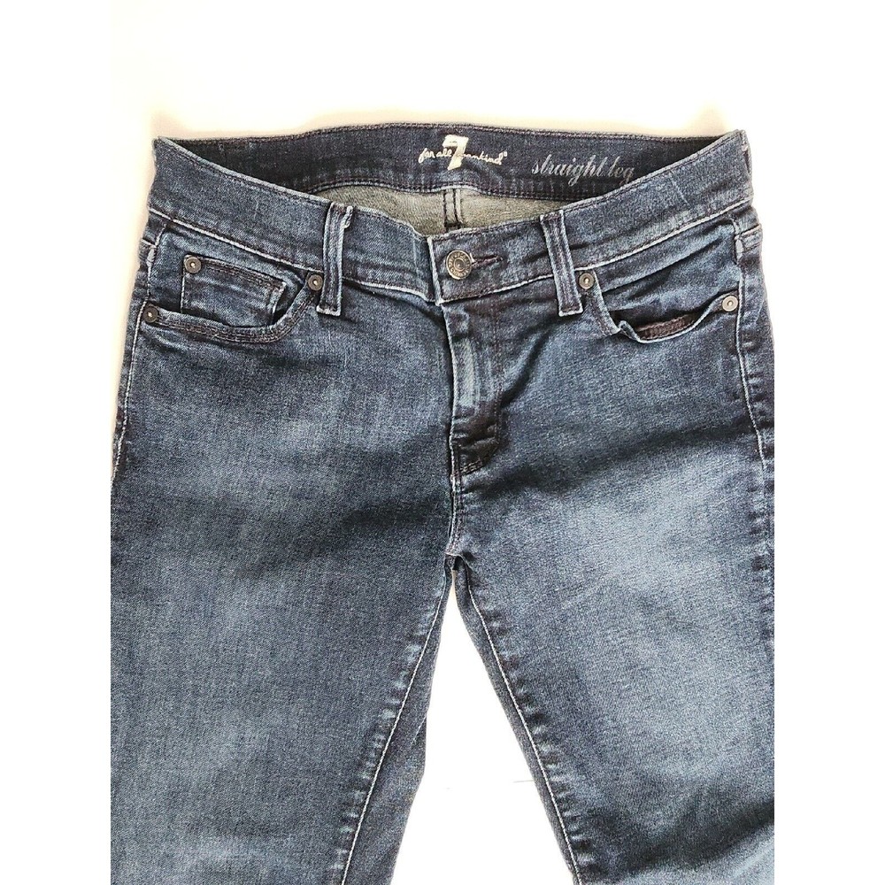 7 for all mankind Jeans dark was cuffed bottom straight leg size 28 - Picture 2 of 9
